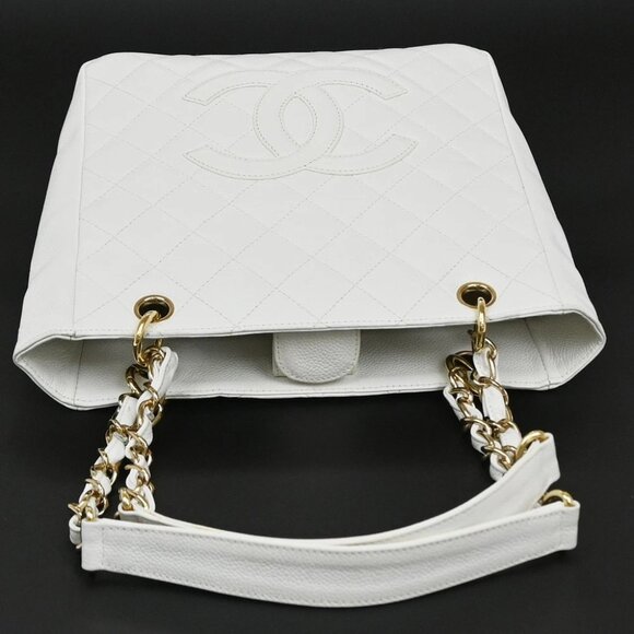 CHANEL CC Logo PST Chain Shoulder Bag Grained Calfskin Leather WE GHW 620RL281 - Picture 15 of 16